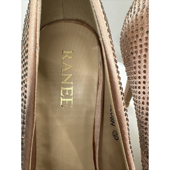 Pink Rhinestone Embellished Round Toe Stiletto Heels Pumps Size 7.5 US - Picture 7 of 15